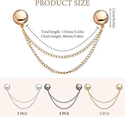 6 Stuks - Broekclip - Broekklem - Vest ketting - Magnetische Broek & T-Shirt Kleding Clip - Kleding Gesp - Broekpijp Verkorter - Bevestigingsclip voor broekspijp - Wasknijpers - Antislip Vaste Gesp - Roségoud, zilver en pistoolzwart — thumbnail 2