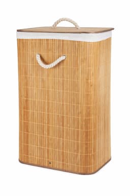 HEM Wasmand Bamboe Opvouwbaar 60L – Wasbox met Deksel en Waszak – Wasmand Badkamer Slaapkamer – Naturel Houtlook – Inclusief HEM Microvezeldoekje — thumbnail 1