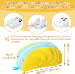 Famanu - Schoenwaszakken, waszak, sneakers, herbruikbare schoenentas, schoenenzak, waszak met antislip ritssluiting, voor alle soorten schoenen, sector-geel — thumbnail 2