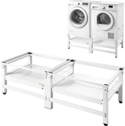 Wasmachineverhoger - Onderstel met Uitschuifbaar Plateau - Hoogte 35,5 cm - Draagvermogen 318 kg - Antislipvoetjes - Voor Wasmachine en Droger - Universeel - Set van 2 - Wit — thumbnail 1