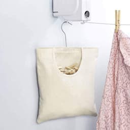 2 stuks wasknijperzakken, wasknijperzak, wasknijperzak met haken, 27 x 32 cm, tas van linnen, om op te hangen, herbruikbaar, organizer voor badkamer, garderobe (beige) — thumbnail 4