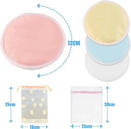Wasbare herbruikbare borstvoedingsinzetstukken - set van 4 stuks, bamboe, zeer absorberend, opbergtas en waszak — thumbnail 5