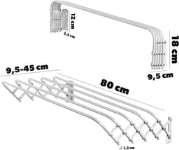 DnA® Wanddroogrek - Wanddroogrek Inklapbaar - Droogrek Muur - Wanddroogmolen - Wit - 45cm x 80cm x 18cm — thumbnail 2
