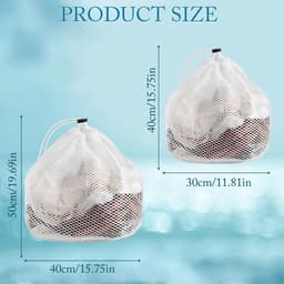 Mesh Waszakken Set van 2 - Trekkoord Wasmachine Zakken - Voor Kleding, Blouse, BH, Sok - Reis Waszakken - Verschillende Maten 11,8"x15,8" en 15,8"x19,7" — thumbnail 4