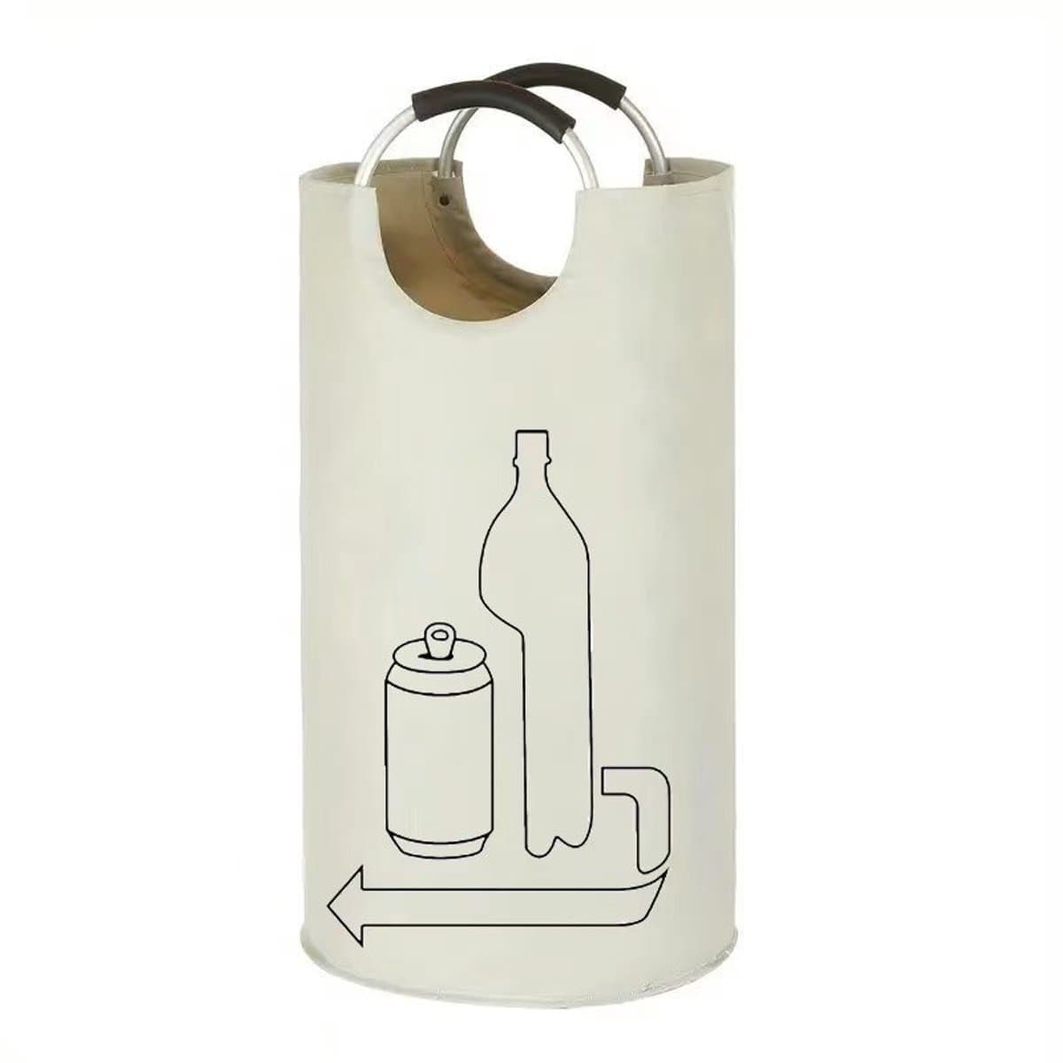 Grote wasmand van 90 liter - Vrijstaande, hoge wasmand - Opvouwbare waszak - Beige — afbeelding 1