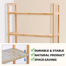 Wasmachinekast Bamboe – Opbergrek Boven Wasmachine – Toiletrek 170 cm – Ruimtebesparende Badkamer Organizer — thumbnail 2