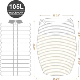 Wasmand voor vuile was 105 liter, katoenen opbergmand, grote mand met handvat, wasmand,Wit en geel 1 — thumbnail 5