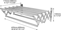 SCH® Wanddroogrek Inklapbaar - Wanddroogrek - Zilver - ‎43cm x 5cm x 12cm — thumbnail 4