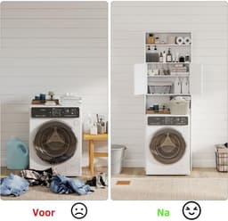 SNJY® Wasmachine Kast - Wasmachine Verhoger - Wasmachine Ombouw - 20L x 63B x 185H cm - Wit — thumbnail 4