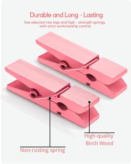 Mini Houten Wasknijpers Rose - 100 Stuks Kleurrijke Wasknijpers met Jute Touw voor Foto's, Knutselen en Decoratie — thumbnail 5