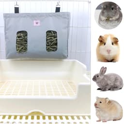 Hooizak voor konijnen en kleine knaagdieren - hangende voerzak voor hooi - grijs — thumbnail 4