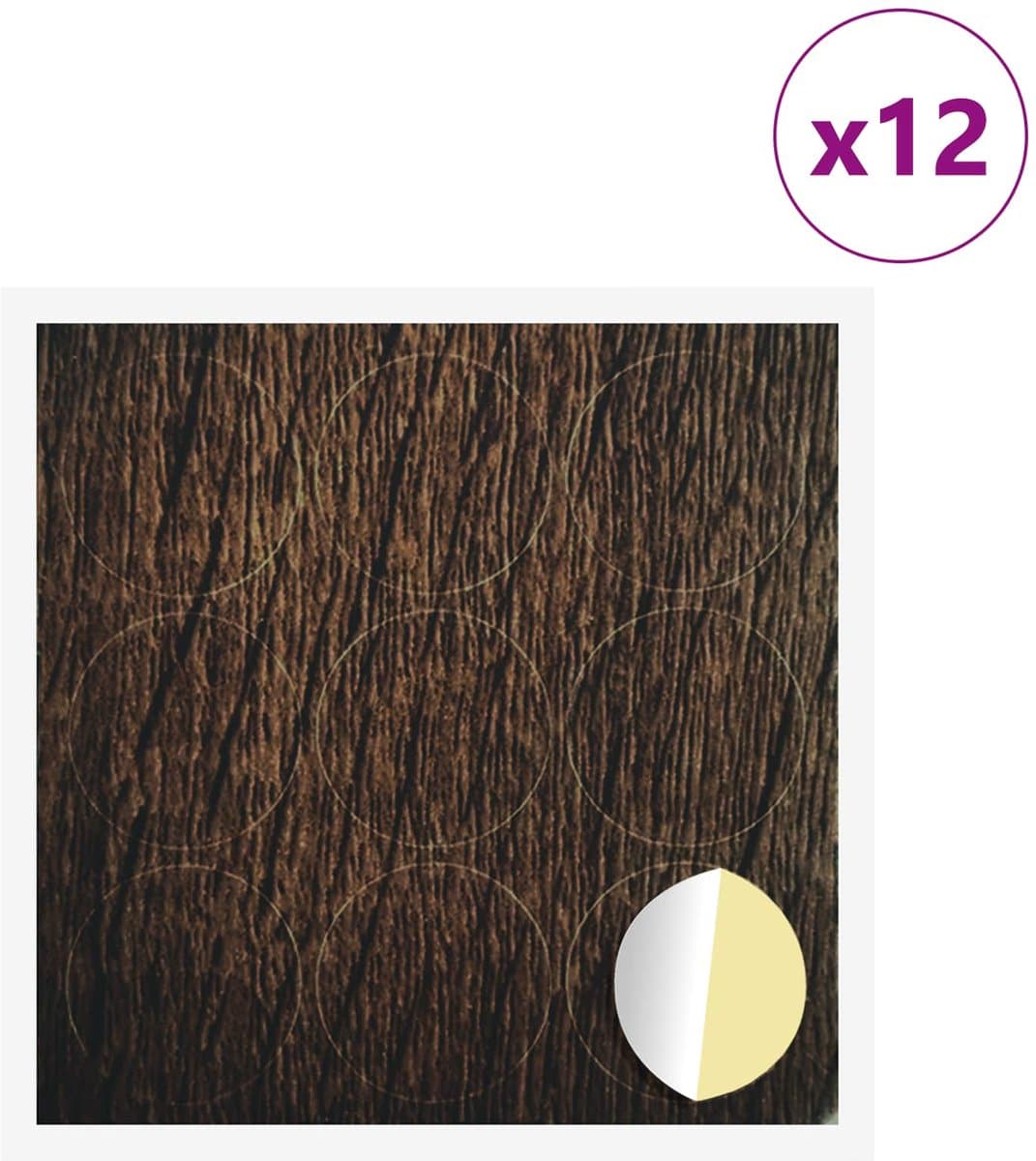 vidaXL - Zelfklevende - schroefcover - 12 - pcs - Bruin - Eiken - Ø - 20 - x - 0,5 - mm — afbeelding 1
