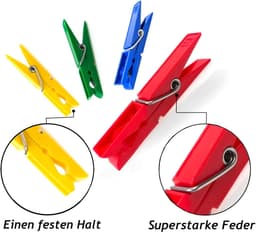 Wasknijpers Kunststof - Kledingklemmen - Kleding Drogen - Vrolijke Kleuren - 50 Stuks - Gekleurd — thumbnail 5