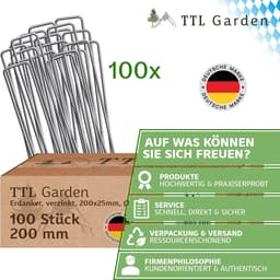 Grondankers voor Tuin en Camping - 100 Stuks Verzinkt 200mm Ø 3,8mm — thumbnail 3