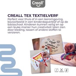Creall Tex - Textiel- & Stoffenverf - Assortiment set met 6 kleuren - 6 x 250ml - Machine wasbaar na fixatie - Voor T-shirts, jeans, schoenen, stoffen tassen, meubels en auto-interieurs/hemelbekleding - Gemaakt in NL - Glutenvrij — thumbnail 3