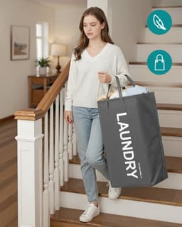 SONGMICS - Wasmand - Opvouwbare Wasmand - 80L Capaciteit - Met Handgrepen - Waterafstotend — thumbnail 5