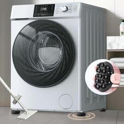 Schokdempende matten voor wasmachines – 4-delige set – universele antislipmatten – geluidsdempend – vloerbescherming – schokdempende voetjes voor wasdrogers – zwart — thumbnail 5