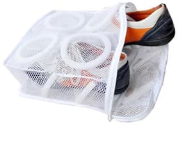 2-stuks Wasnet voor schoenen -Schoenenzak voor wasmachine -Schoenenwaszak met rits - Schoenenwaszak -Multi-bescherming -Mesh-ontwerp - Lichtgewicht en draagbaar - met handvat -Geschikt voor schoenen, bh's, sokken -Wit — thumbnail 2