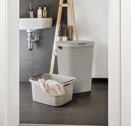 Rotho Country - Wasmand met deksel - 55 l Kunststof - Cappuccino — thumbnail 5