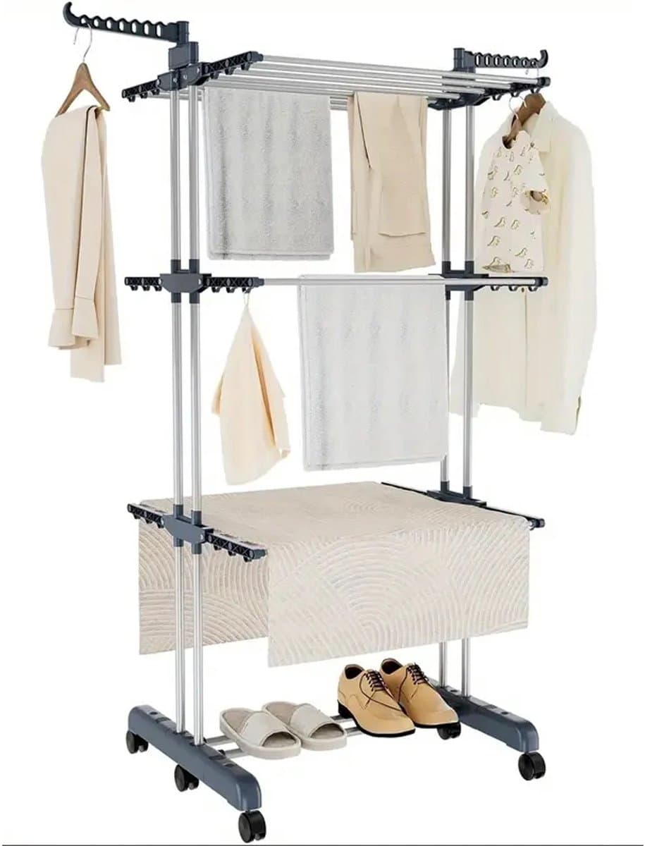 Betaalbare Goederen® Droogrek - Opvouwbaar rek - Vloerstaande kapstok - Boomtak - wasrek - Kledingrek - Hanger - Opbergplank — afbeelding 1