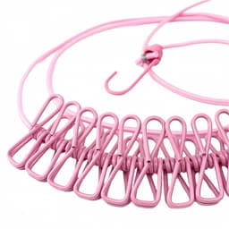 1 Draagbare buitenwaslijn - Geen stoten - Geschikt voor het drogen van kleding thuis met sterke bevestiging - 1,8 m met 12 clips - Roze — thumbnail 3