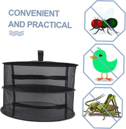 Opvouwbaar Droogrek - Droogrekken - 2-laags - 60*40 cm - Kruidendroger - Droognet - kledingrek - kledingmand - opbergnet met rits - Kruiden Droogrek - voor kleding, kruiden, bloemen, groenten en vrucht - zwart - polyester — thumbnail 2