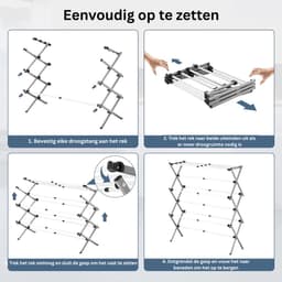 Droogmolen met Voet voor Camping & Thuis - Wasrek Staand - Droogrek Inklapbaar - Wit met Grijs — thumbnail 5