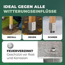 Novatool 6x Grondhulsset 71x71x750 mm, Grondhuls Parasolpaalsteunen Hekpaal Houten paal Grondhulzen Inslaghuls Grondanker Grondpen voor inslaan, Verzinkt, met schroeven — thumbnail 3