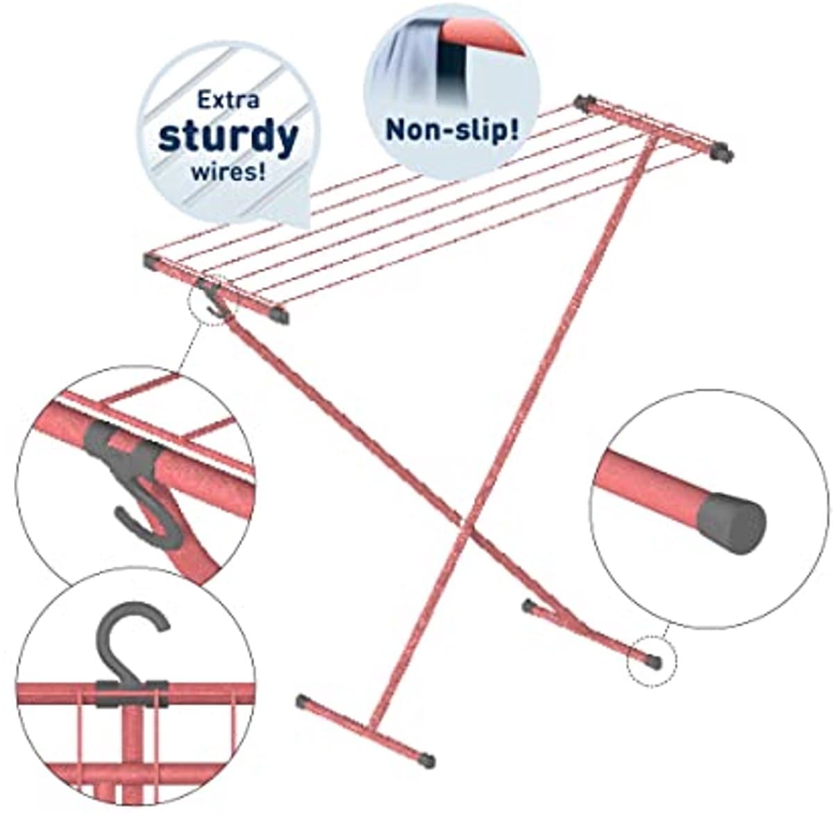 Compacte Wasdroger met Opberghaken – Ruimtebesparend en Stabiliteit – 5,5 m Droogoppervlak — afbeelding 1