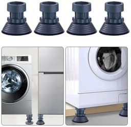 4-stuks Schokdemper voor wasmachine - Wasmachineverhoger - In hoogte verstelbaar - Antislip meubelmat - Verhoogde standaard - Beschermt vloeren en apparaten - Schok- en geluidsreductie - Geschikt voor wasmachine en droger - Grijs — thumbnail 5
