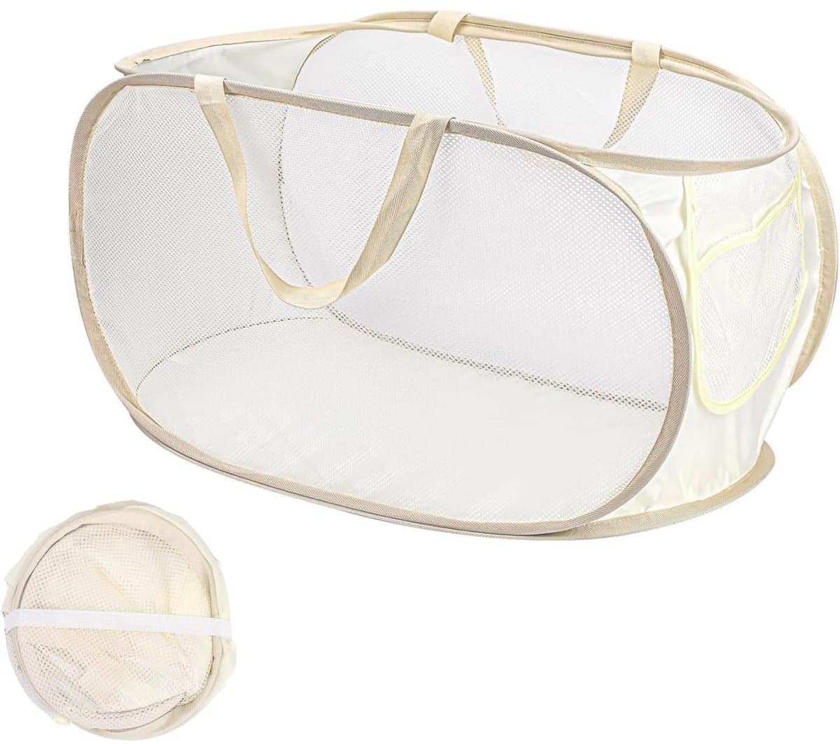 QTTVBTNA -Opvouwbare Pop-up Wasmand met Handvatten – Ademend Mesh Ontwerp – Lichtgewicht & Draagbaar – Ideaal voor Slaapkamer, Badkamer, Studenten, Camping & Reizen — afbeelding 1