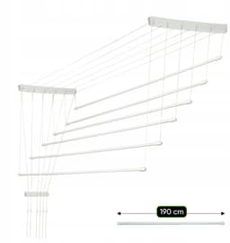 KADAX Plafondwasdroger, wasdroger voor het plafond 6, wanddroger met polyethyleen beklede stalen spijlen, plafonddroger, draagvermogen 12 kg (6x 190/wit) — thumbnail 2