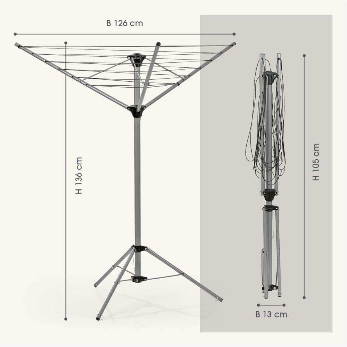 Droogmolen met Voet voor Camping & Thuis - Wasrek Staand - Droogrek Inklapbaar - Aluminium — afbeelding 1
