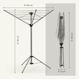 Droogmolen met Voet voor Camping & Thuis - Wasrek Staand - Droogrek Inklapbaar - Aluminium — thumbnail 1