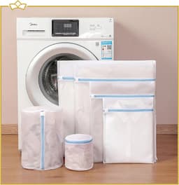 ATTREZZO® Waszak - set van 6 - diverse maten - met rits - Wit - Wasnet - Wastas - Ideaal voor lingerie - BH - kwestbare kleding — thumbnail 3