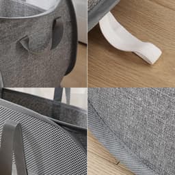 2 stuks Opvouwbare wasmand, opvouwbare wasmand, waszak, wasmand voor vuile was met handvat voor badkamer, slaapkamer, wasruimte, kinderkamer, reizen, grijs 58 x 36 x 36 cm — thumbnail 3