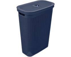 Wasmand 'Hessian' - Deksel - 40 Liter - box - Donkerblauw - Ventilerend