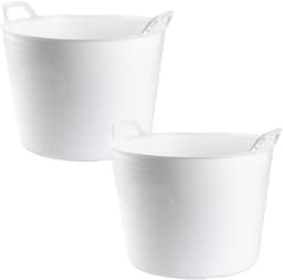 Plasticforte Flexibele kuip of emmer - 2x - ijsblauw - 42 liter - stevig kunststof - 45 x 38 cm - Afvalbak - Wasmand - Opbergmand - Voedsel geschikt — thumbnail 4