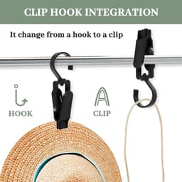 Washaken Clip - Drooghaak voor kleding - met 360 graden draaibare haak - Washaken met klemmen - kleerhangers voor sokken - Sterke plastic wasknijpers - Veelzijdig - draagbare antislip plastic hangers clips - 10stuks - zwart — thumbnail 2