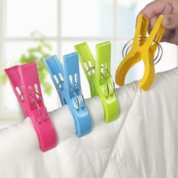 TOVBMUP Clips - Kleurrijk - Strandlakenclips - Plastic clips - Kledingclips - Voor kleding, handdoeken, badhanddoeken, dekens - Verpakking van 8 — thumbnail 5