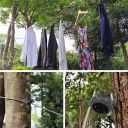 Intrekbaar droogrek voor buiten - 10 m waslijn met 10 vaste clips en 20 intrekbare clips, geschikt voor campingreizen — thumbnail 3
