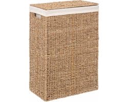 5Five Wasmand - riet - met deksel - rechthoekig - 38 x 23 x 55 cm - 40 liter — afbeelding 1