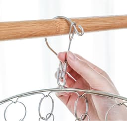 3 stuks Hoogwaardig RVS Sokkenrek en Ondergoed Droger met 10 wasknijpers -Windbestendig en Ruimtebesparend-zilver — thumbnail 2