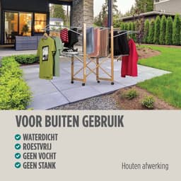 Vitapur Wasrek - Droogrek - Kledingrek - Droogrekken - Wasrek Inklapbaar - Inklapbaar Droogrek - 21 meter drooglengte - Verrijdbaar - Houtlook - Zwart — thumbnail 4