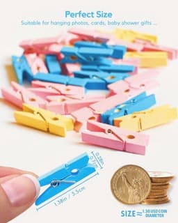 Mini Kleerspeldjes voor Fotoclips - 100 Stuks Houten Wasknijpers in Blauw voor Creatieve Knutselprojecten, Decoratie en Babyshowers — thumbnail 3