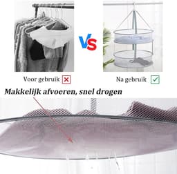 QTTVBTNA - Droogmand - 3-Laags Mesh Droognet - Leg plat om te drogen - Voorkomt vervorming van kleding - Hangende droogrek - Opvouwbaar - Roze - 78x61cm - 1 stuk — thumbnail 5
