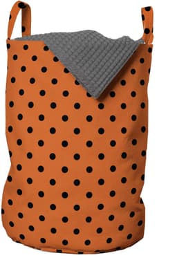 ABAKUHAUS oranje waszak, vintage tegels met polkadotten, wasmand met handvatten, trekkoord voor wasserettes, oranje zwart — thumbnail 4