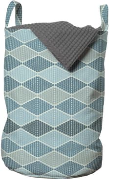 ABAKUHAUS abstracte waszak, horizontale ruitenstijl, wasmand met handvatten, trekkoordje voor wasserettes, Cadet Blue leisteenblauw — thumbnail 4