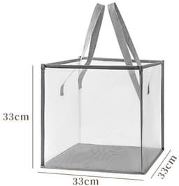 Wasmand - Opvouwbare waszak van mesh - Met handvat - Enkellaags - 33 cm - Draagbaar en duurzaam - Opvouwbaar voor opslag - Opvouwbare kledingmand - Geschikt voor kinderkamers, studentenkamers of op reis - Grijs — thumbnail 2
