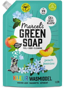 1 x Marcel's Green Soap - Vloeibaar Wasmiddel - Kleur - Navulling - Perzik & Jasmijn - Effectief & natuurlijk - 23 Wasbeurten - 1 liter - Wasmiddel - Geur - Kleur - Duurzaam - Natuurlijk — thumbnail 2